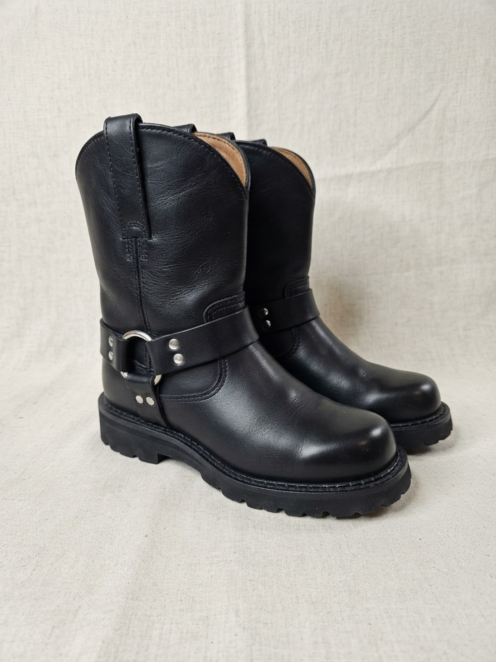 Ariat Black Leather Harness Motorcycle Cowboy Boots Style 14702 Women's Size 5.5